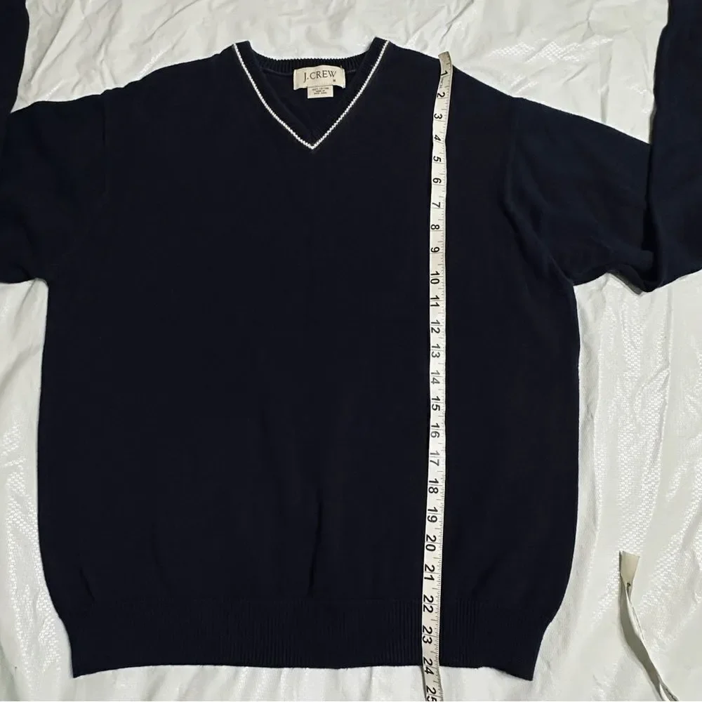 Vintage J.Crew Navy Blue Classic V-Neck Cotton Sweater Size Medium
